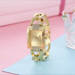 Gold Women's Watch with Crystal Accents